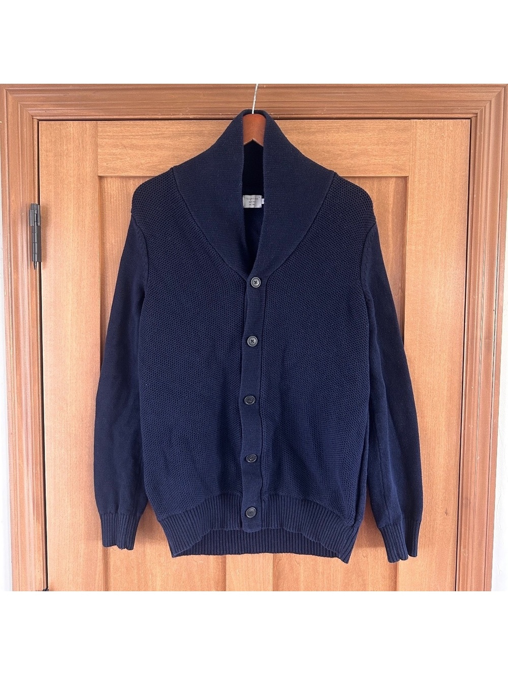 7Diamonds Men’s Navy Blue Cotton Knit Button Sweater Cardigan Medium